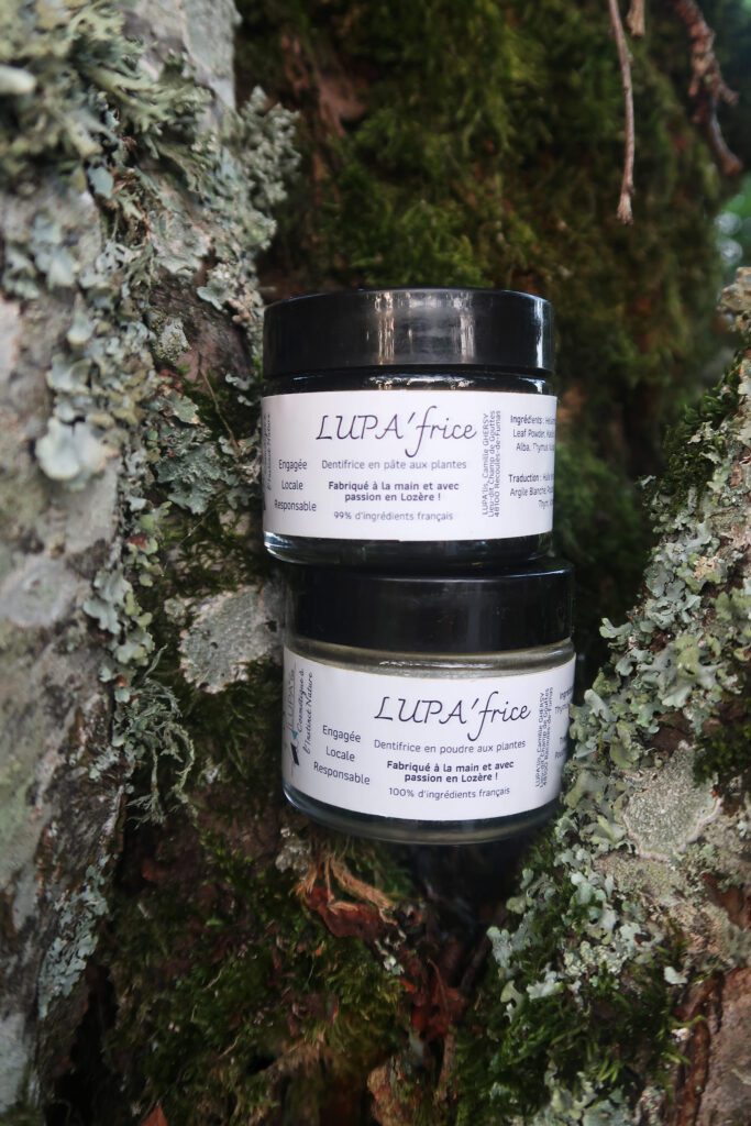 dentifrice pâte poudre plantes LUPA'frice LUPA'lis cosmétiques naturels bio français fabriqués artisanalement en Lozère